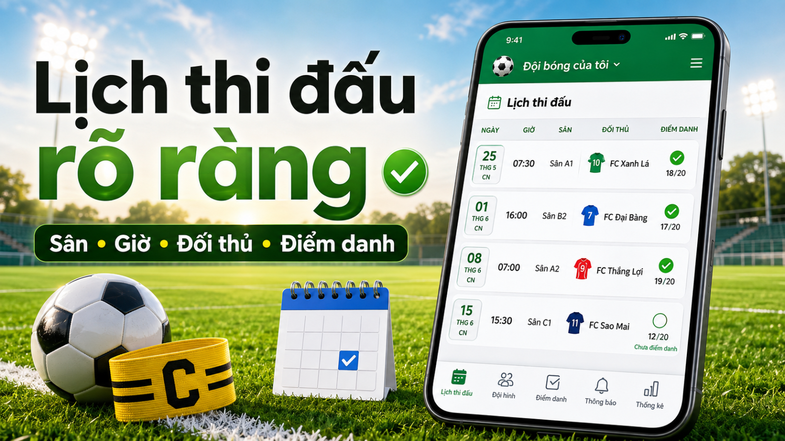 Cách quản lý lịch thi đấu đội bóng phong trào không bị rối