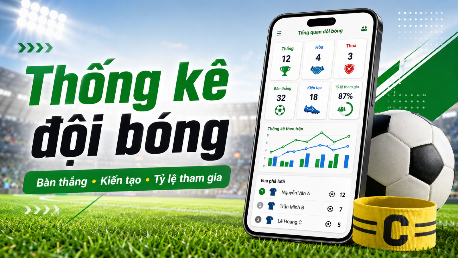 Thống kê đội bóng phong trào: các chỉ số nên theo dõi